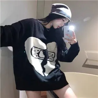 Črna crack ljubezen pulover